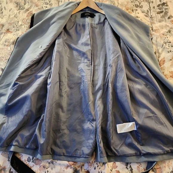 Vero Moda Blue Trench Coat with Black Leather Trim - Picture 5 of 10